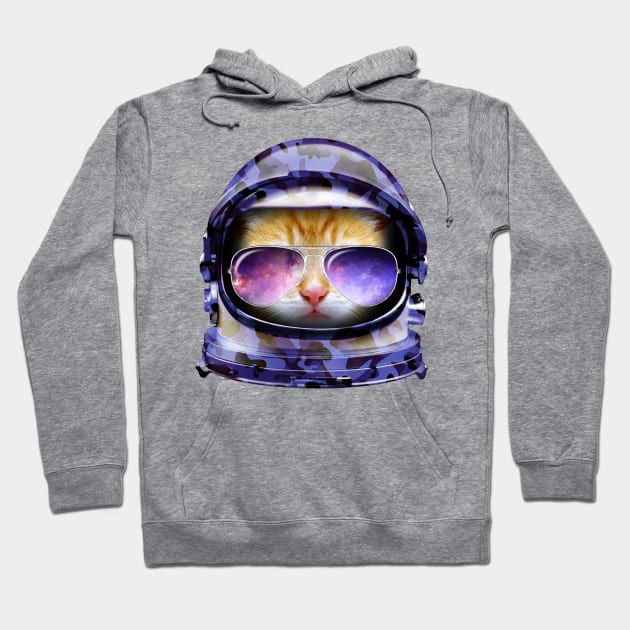 Kitty in Space Blue Camo Edition Hoodie by tonydesign